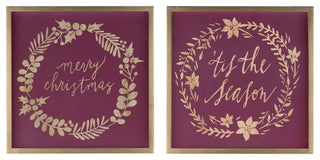 Framed Holiday Sentiment Sign, Set of 2