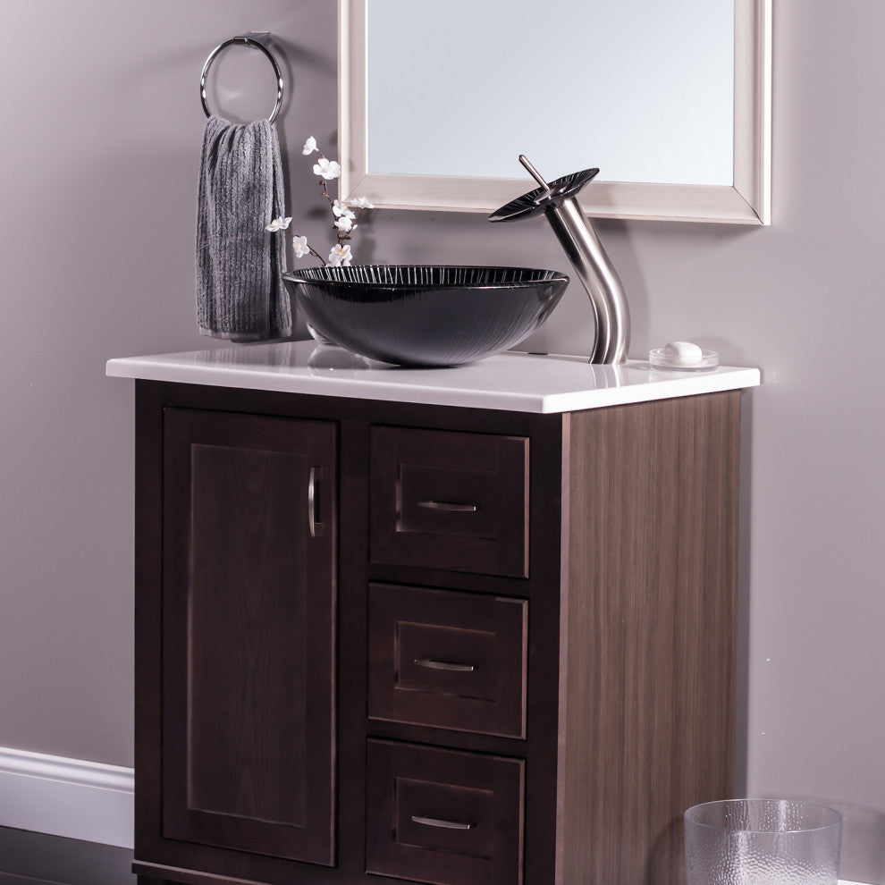 Godere Glass Vessel Sink Set, Brushed Nickel