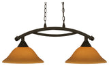 Bow 2 Light Island Light In Dark Granite, 12" Cayenne Linen Glass