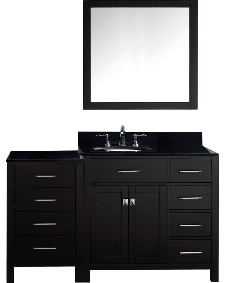 Caroline Parkway 57" Single Bathroom Vanity Set Espresso, Granite Top