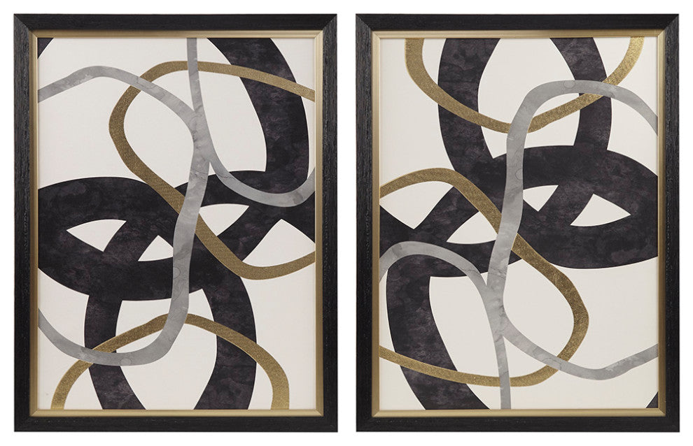 Madison Park Moving Midas Gold Foil Abstract 2-piece Framed Canvas Wall Art Set