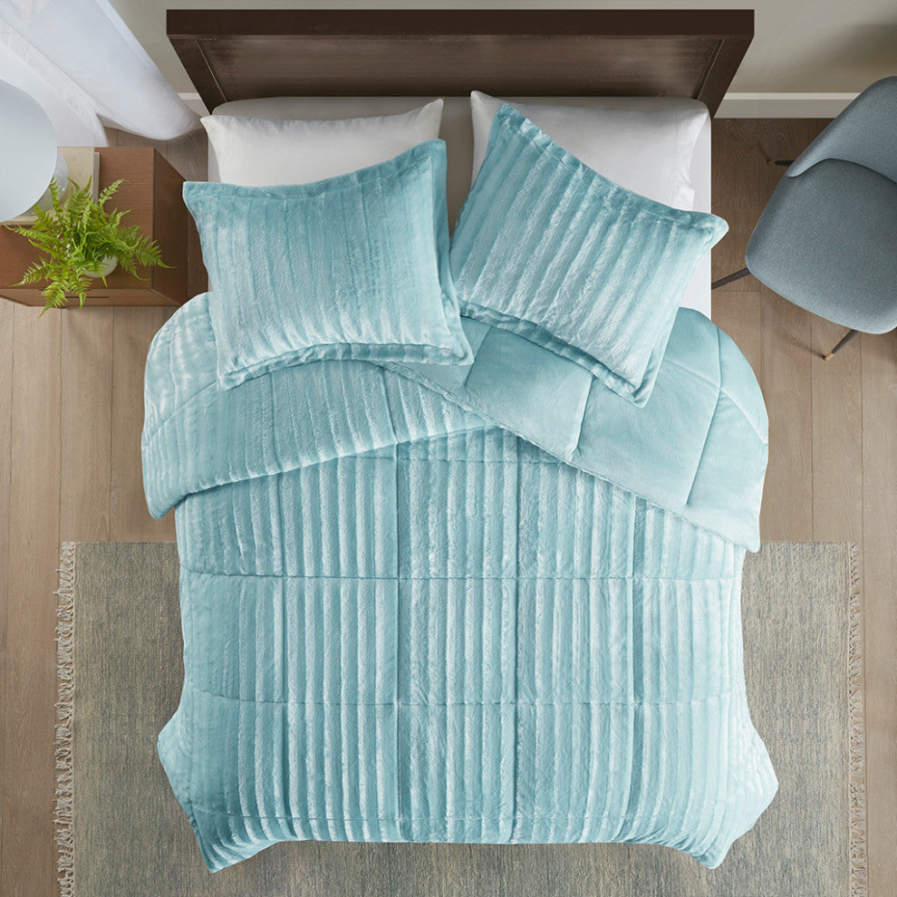 Madison Park Duke Dux Faux Fur 3-Piece Comforter Mini Set