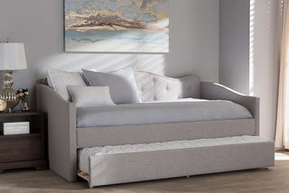 Helena Fabric Daybed With Trundle, Grayish Beige