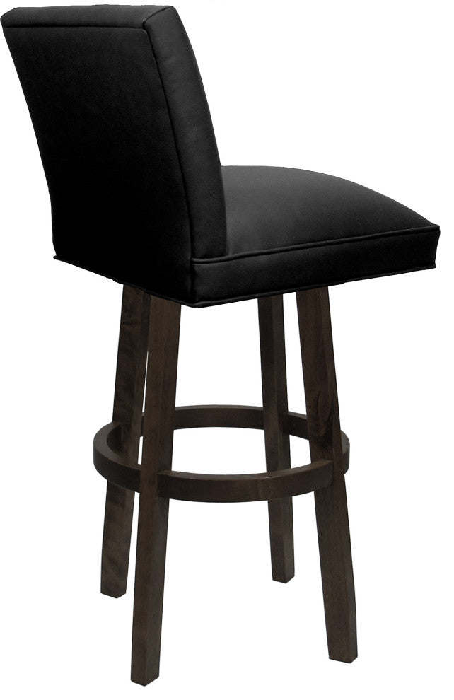 Swivel Wood Counter, Bar or Extra Tall Stool - Sommerville on Vivian Base, Black Vinyl - Dark Walnut, 26"