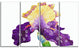 Blooming Blue Yellow Iris, Floral Canvas Art print, 48"x28", 4 Panels