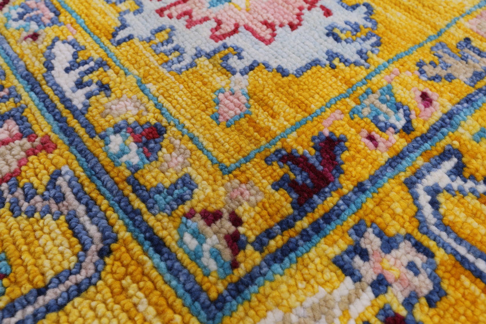 7' Square Turkish Oushak Handmade Wool Rug - Q13394