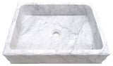 Eden Bath EB_S037CW-H Antique Rectangular Vessel Sink Honed White Carrara Marbl