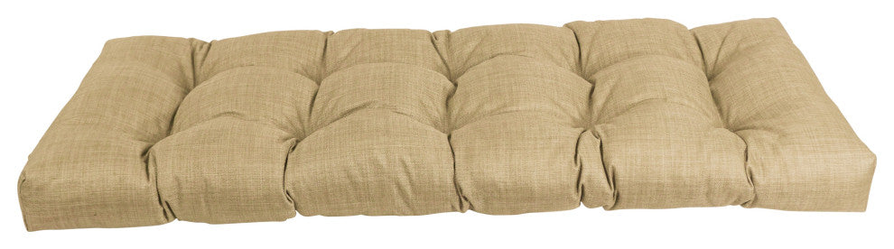 51"x19" Tufted Solid Outdoor Spun Polyester Loveseat Cushion Tan