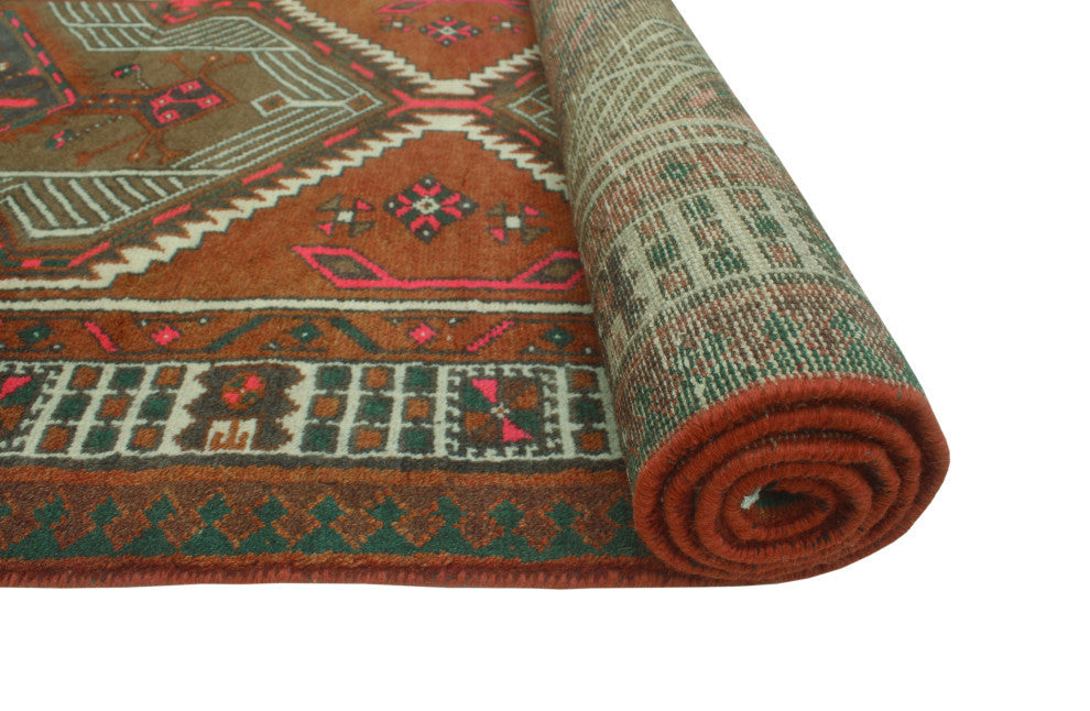 Fine Vintage Distressed Kenton Rust/Brown Runner, 3'2x10'9