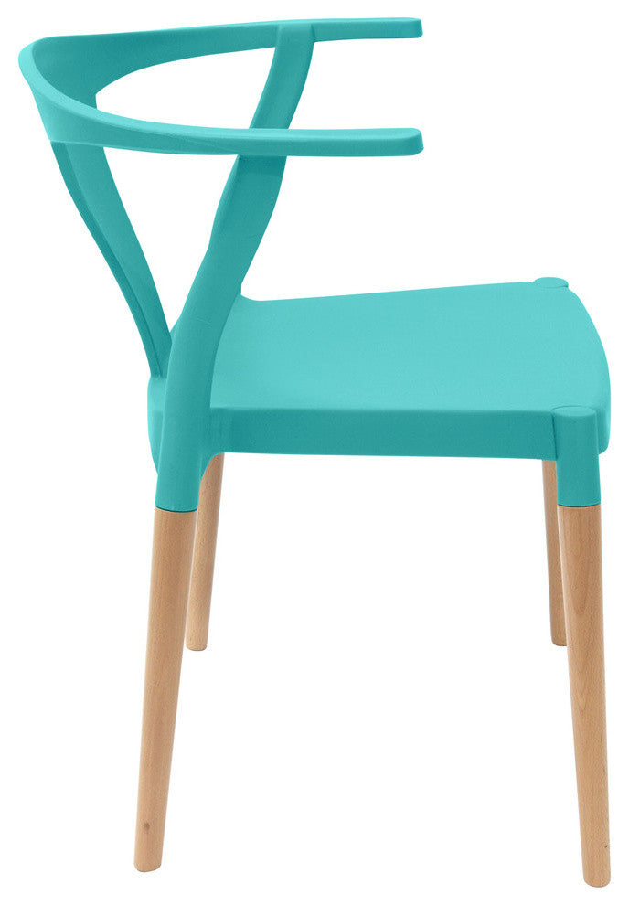 Icon Series Modern Dining Arm Chairs With Beech Wood Leg, Set of 2, Turquoise