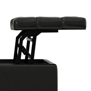 Harrison Small Square Coffee Table Storage Ottoman, Midnight Black