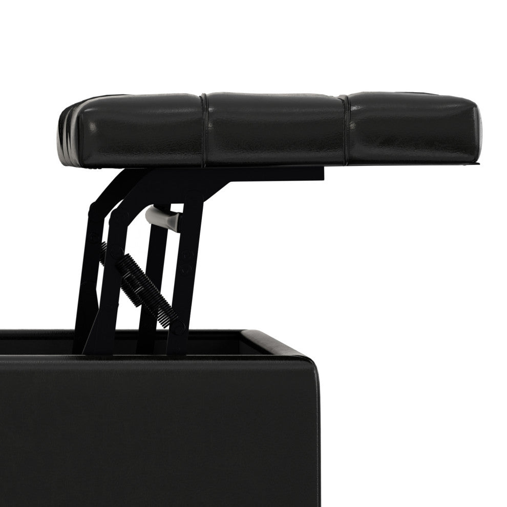 Harrison Small Square Coffee Table Storage Ottoman, Midnight Black