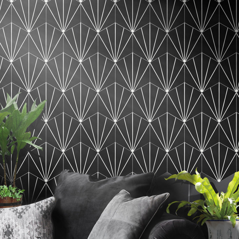 Menara Handmade Cement Tile, Black/White, Sample
