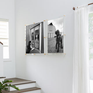 40"x40" Double Panel Acrylic Frame For 36"x 36" Scarf Or Art, Gold Hardware