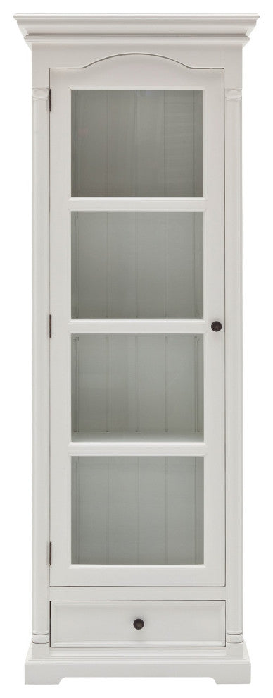 Traditional White and Glass Door Storage Cabinet