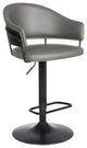 Adjustable Gray Faux Leather Black Wood and Metal Bar Stool