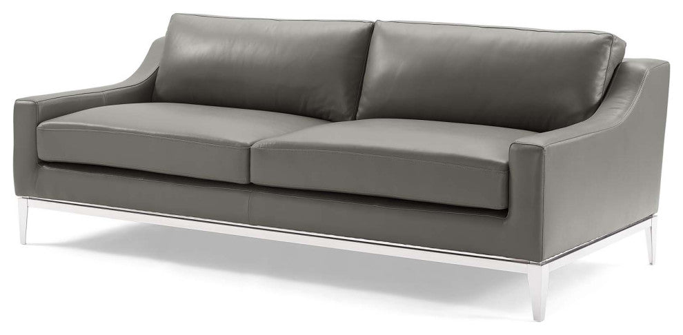 Armchair and Sofa Set, Leather, Gray, Modern, Living Lounge Hospitality