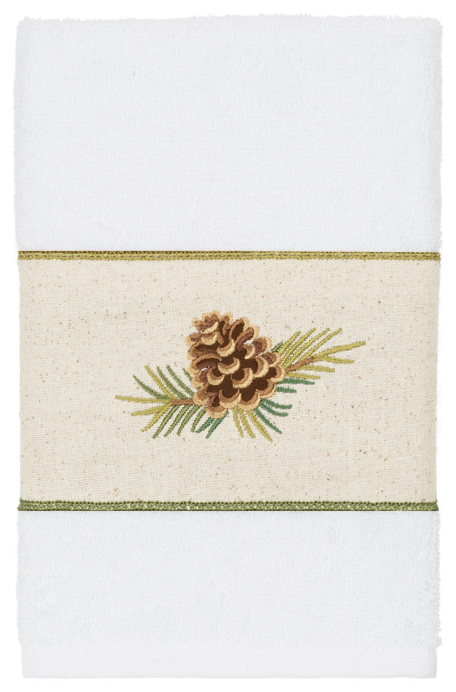Linum Home Textiles Turkish Cotton Pierre 3-Piece Embellished Towel Set, White