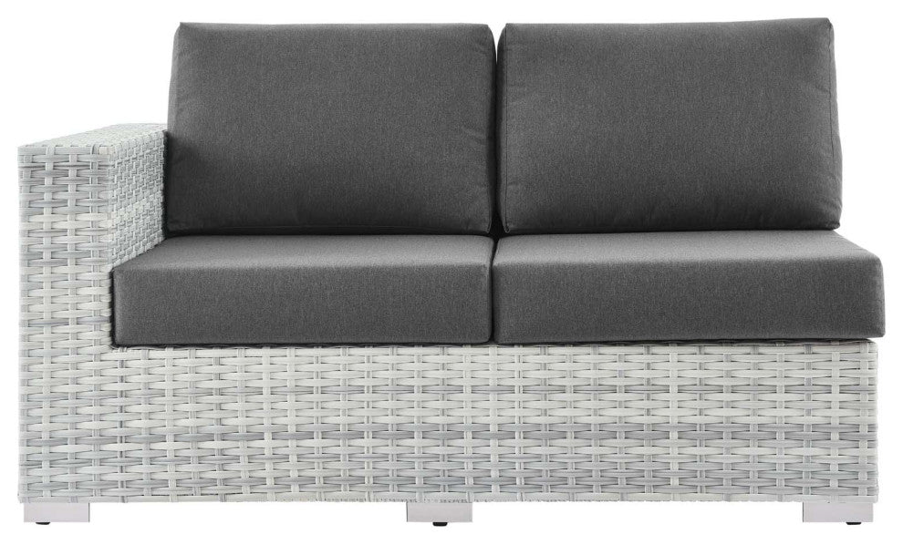 Lounge Loveseat Sofa, Rattan, Wicker, Gray, Modern, Outdoor Patio Bistro