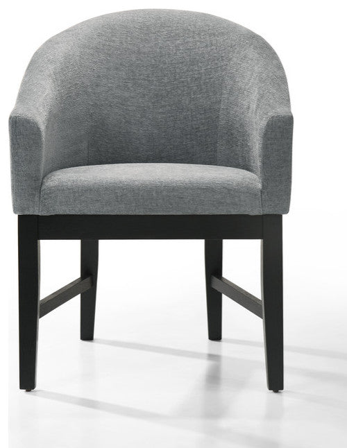 Haven Gray Barrel Dining Chair With Black Finish Legs, Set of 2