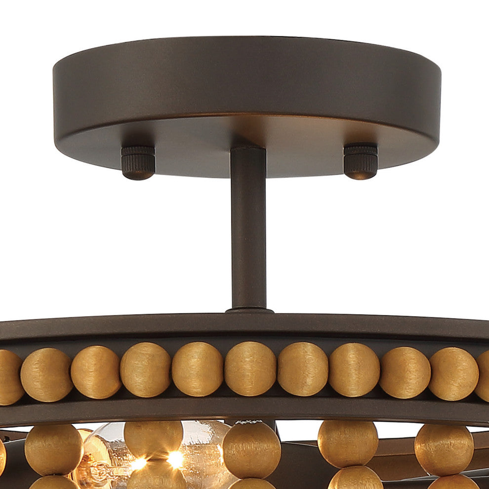 2 Light 12.6'' Unique/Statement Bowl Flush Mount, Oil Rubbed Bronze