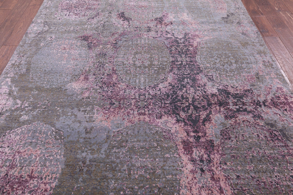 6' 6" X 9' 11" Wool and Silk Modern Handmade Rug Q9060