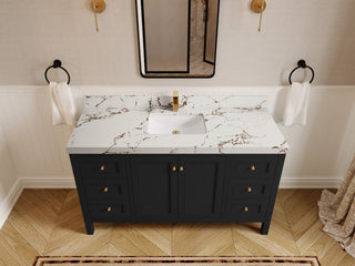 Nashville 60" Single Bathroom Vanity, Black 2" Viola Brown