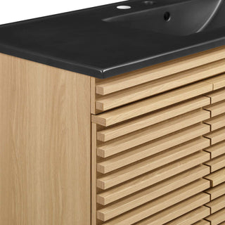 Render 48" Wall-Mount Bathroom Vanity, Oak Black