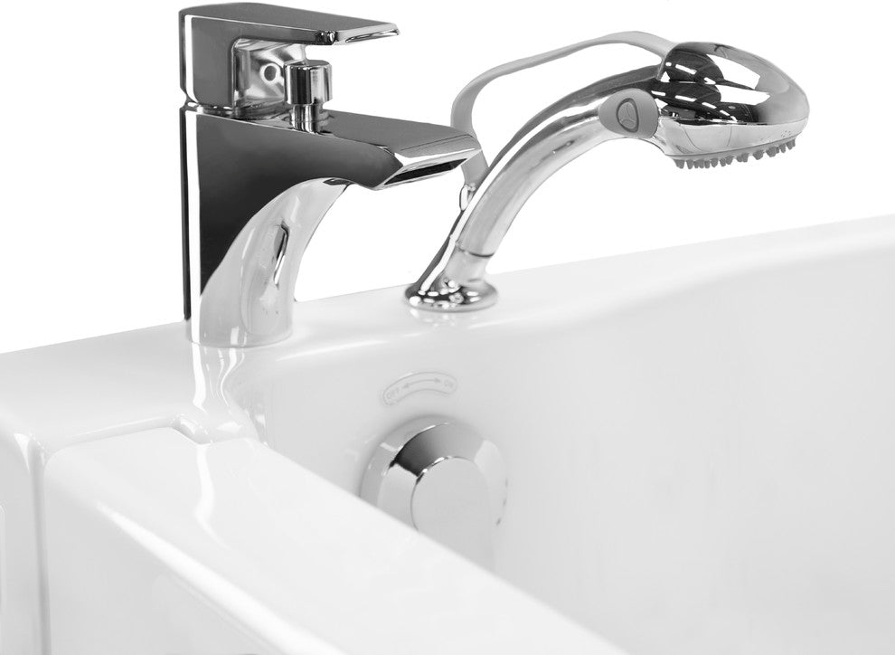 Ella Front Entry 32"x40" Acrylic Massage Walk-In Bathtub, Outswing Door, Faucet