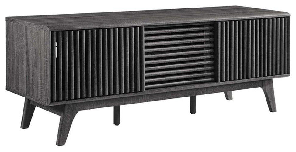 Modway Iterate Modern Wood TV Stand for TVs up to 65" in Charcoal