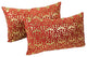 Paisley Scaled Velvet Throw Pillow, Set of 2, Black Velvet/ Silver Foil, Crimson