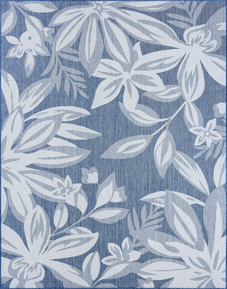 Edda Transitional Floral Indoor Rug, Blue/Cream, 8'10"x12'2"