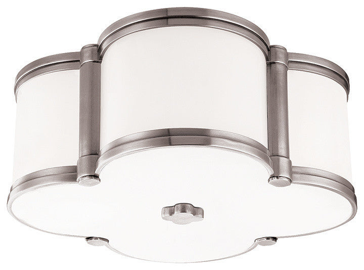 Chandler, 12" Flush Mount, Polished Nickel Finish, Glass Shade