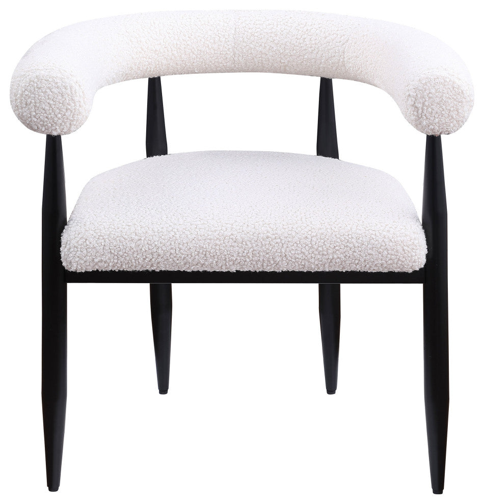 Dunmore Boucle Upholstered Dining Arm Chair Cream, Set of 2