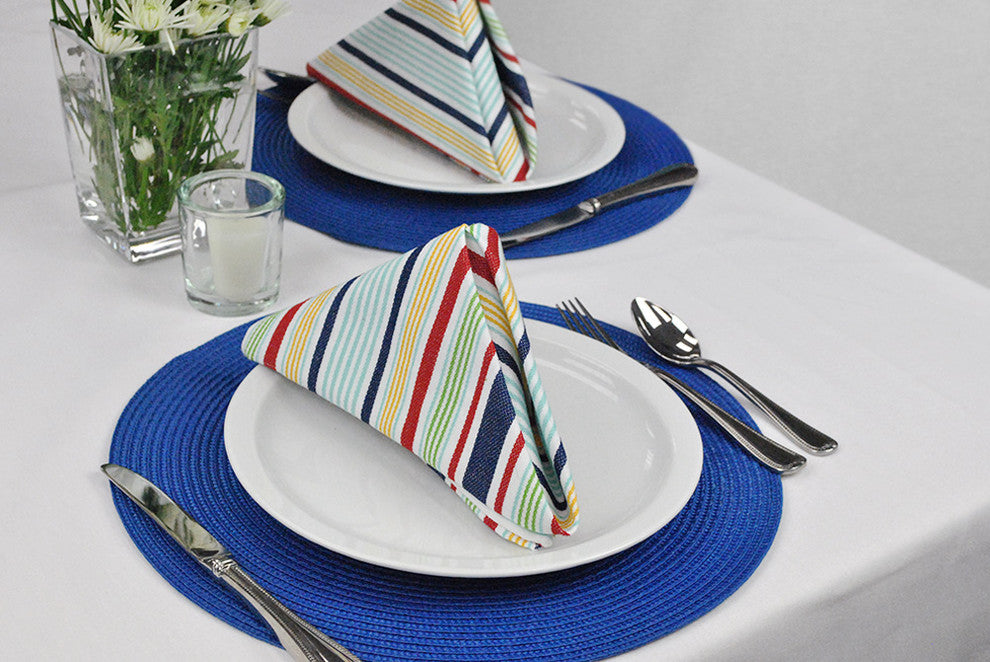 Basic Primary Saturated Stripe Napkin, Set of 6
