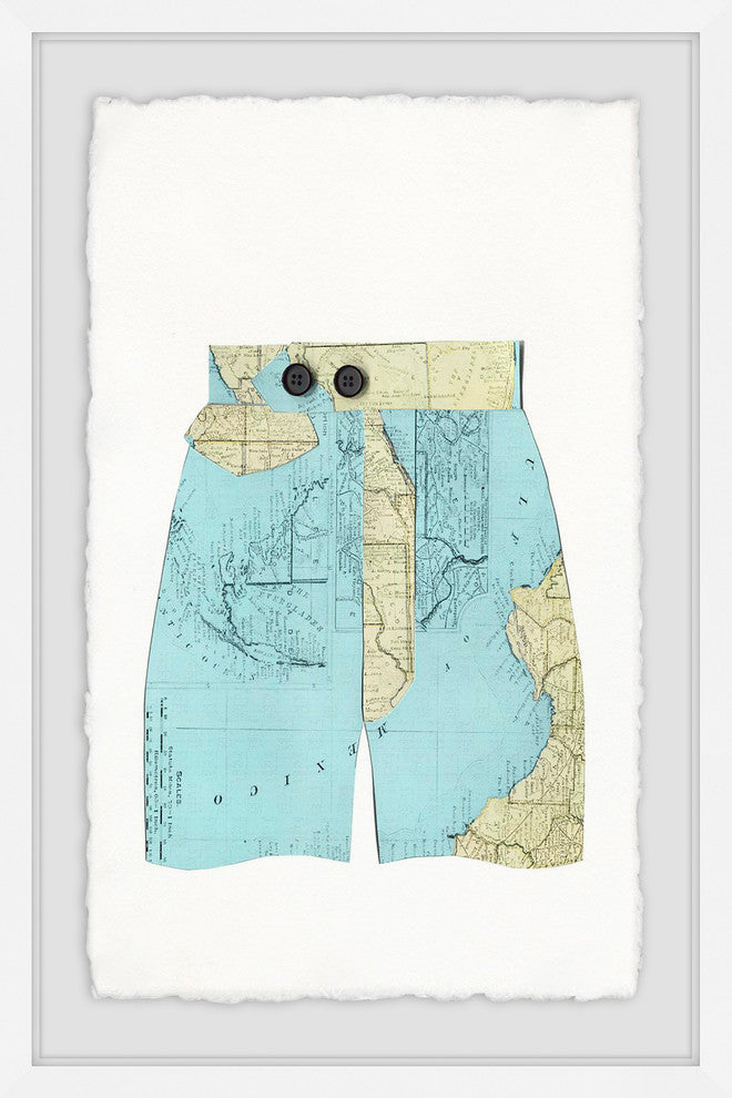 "Map Shorts" Framed Painting Print, 16"x24"