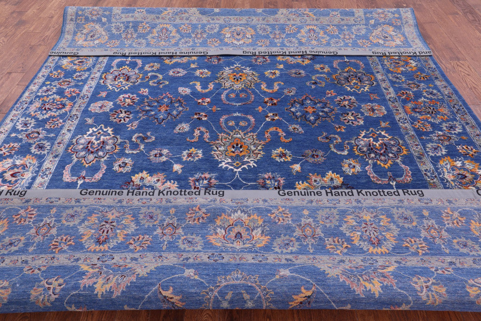 9' 1" X 11' 11" Wool and Silk Persian Hand Knotted Rug Q12089
