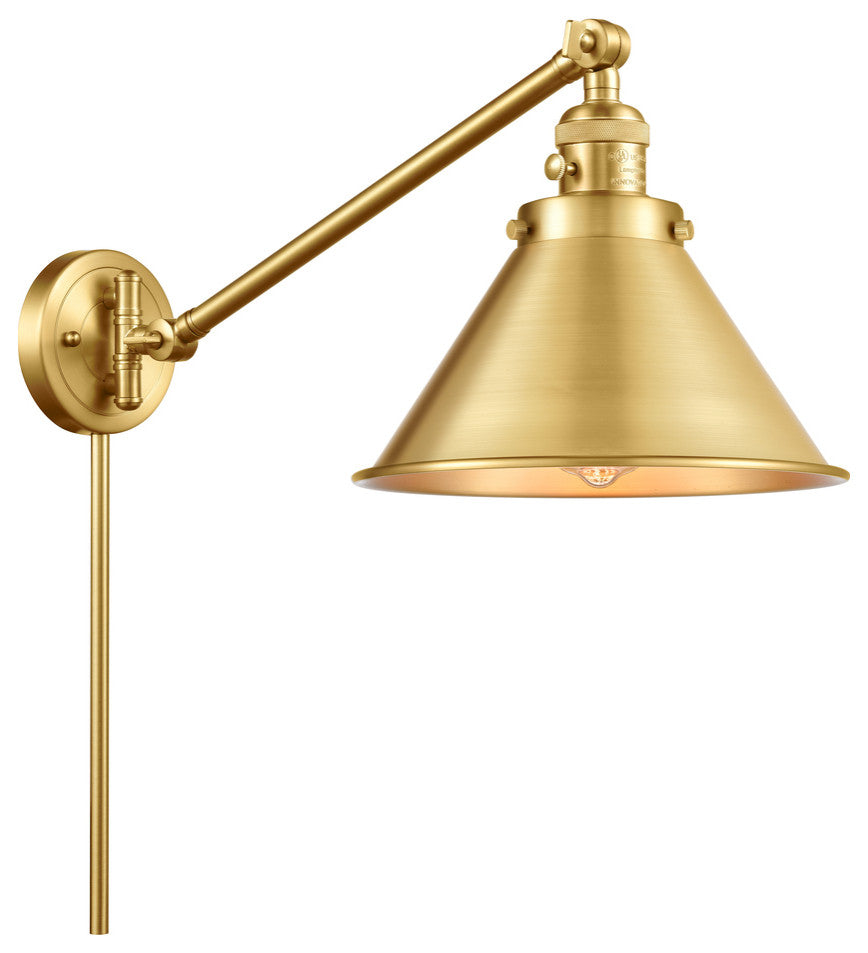 Briarcliff 1-Light 10" Swing Arm With Switch Satin Gold