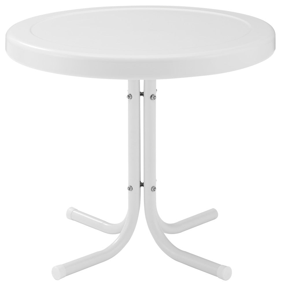Retro Metal Side Table, Alabaster White