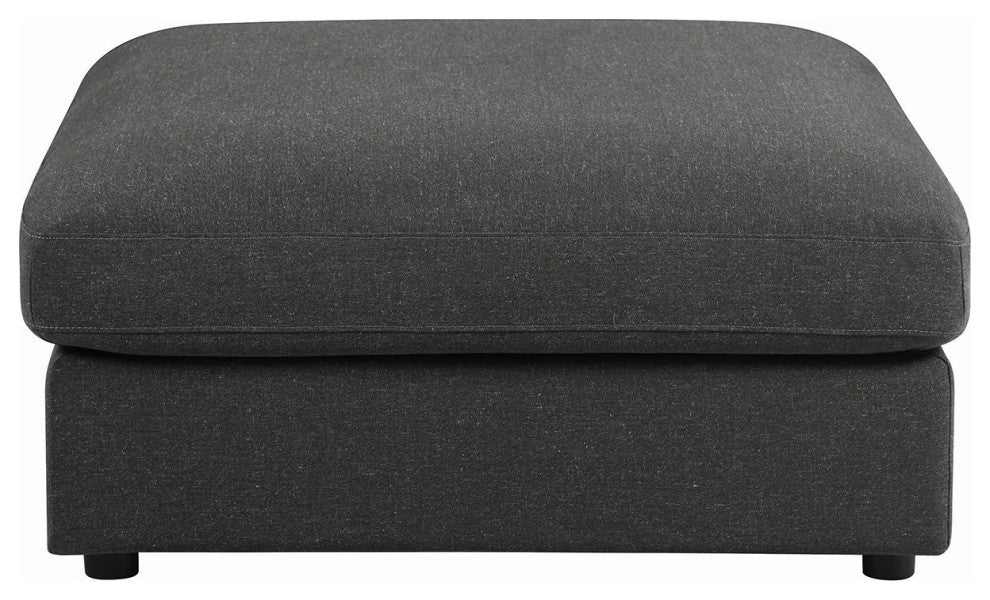 Upholstered Rectangular Ottoman, Charcoal