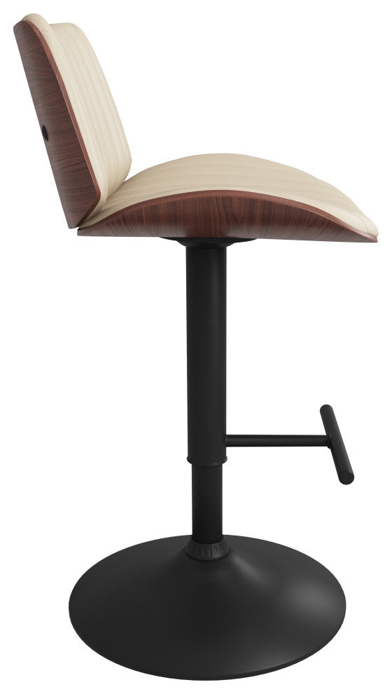 Goulding Adjustable Swivel Bar Stool, Cream Vegan Faux Leather