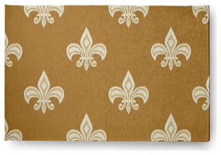 Fleur de Lis  Design Chenille Area Rug, Gold, 2'x3'