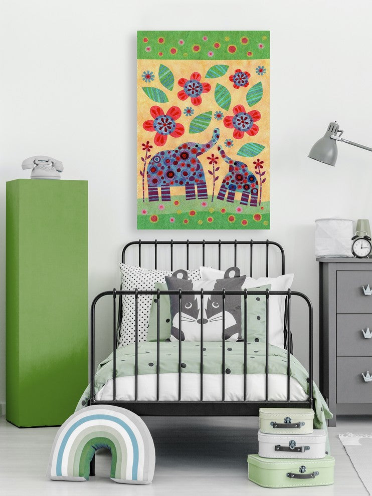 "Elephant Pair" Painting Print on Wrapped Canvas, 8"x12"