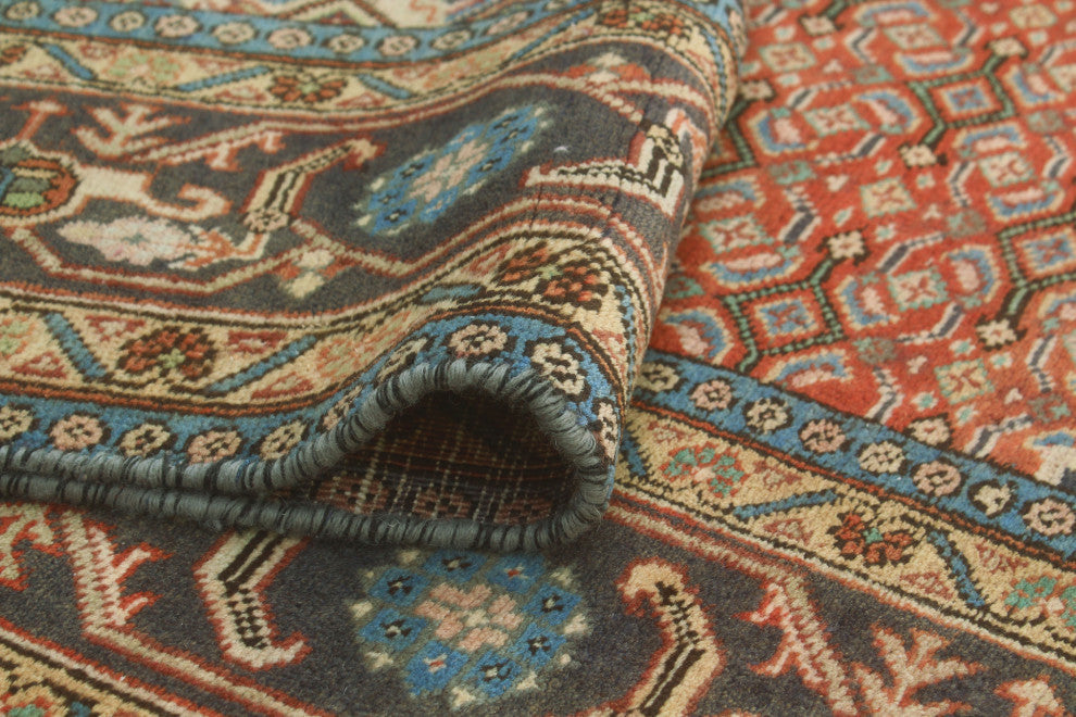 Fine Vintage Distressed Arezoo Rust/Navy Rug, 6'1x9'3