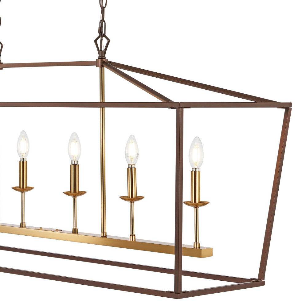 Pagoda Lantern Metal LED Pendant, Oil Rubbed Bronze/Gold, Width: 49"
