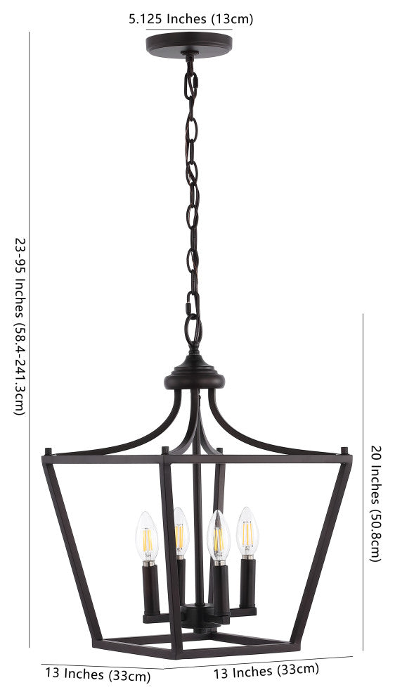 Camden Iron Classic Pendant Lantern, Oil Rubbed Bronze, 13" 4-Light