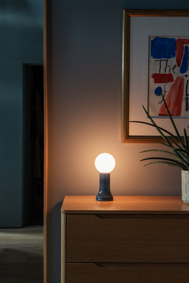 Shore Table Lamp Smoke Grey with G95 LED Bulb