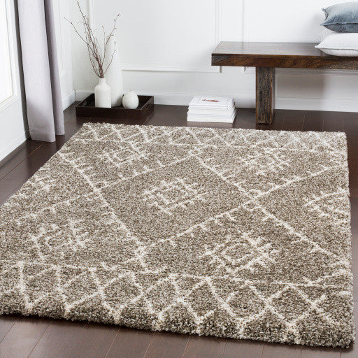 Surya Serengeti Shag SGT-2300 6'7"x9'6" Rug, Taupe/Ivory/Khaki/Dark Brown