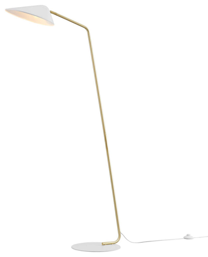 Floor Lamp Light, White, Metal, Modern, Mid Century Cafe Bistro Hospitality