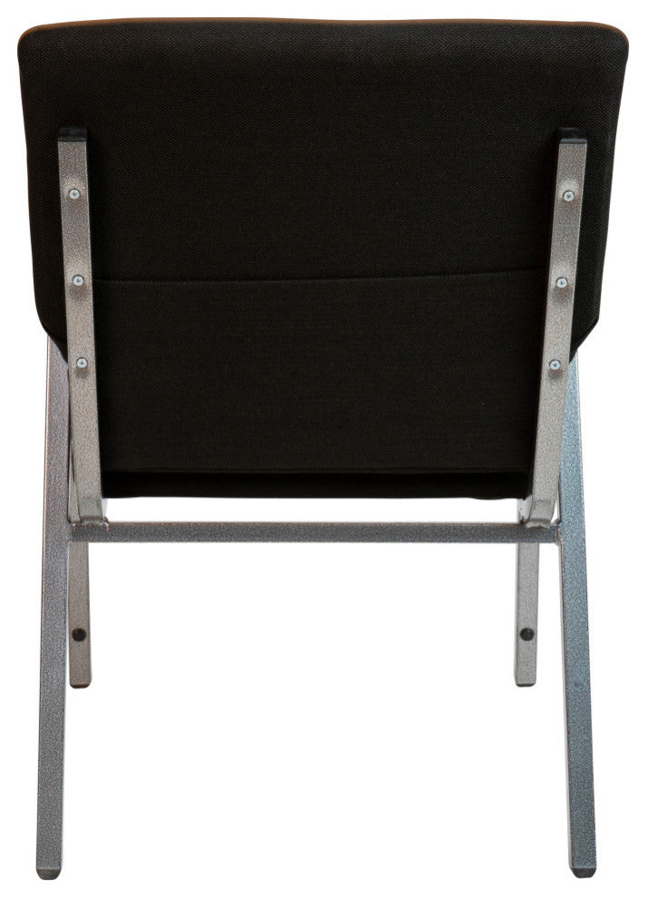 HERCULES Series 21"W Stacking Wood Chair, Black Fabric and Silver Vein Frame